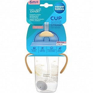 Поильник непроливающий Canpol babies Mountains с трубочкой и утяжелителем 270 мл 6+ (56/620_bei) beige