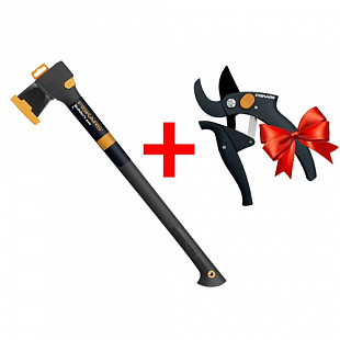 Топор-колун Fiskars Solid + Секатор контактный Fiskars PowerLever 1023516А2