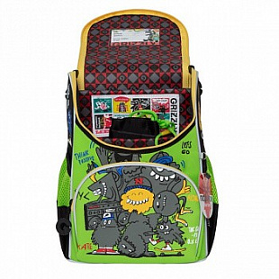 Рюкзак школьный GRIZZLY RA-972-5 /2 black/light green