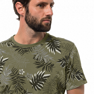 Футболка мужская Jack Wolfskin Leaf T M woodland green allover