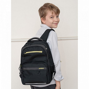 Рюкзак школьный GRIZZLY RB-154-3 /2 black/light green