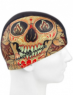Шапочка для бассейна (плавания) взрослая Mad Wave Tomb Face PU Coated black