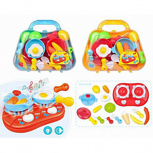 Набор игровой Shenzhen Toys Плита с посудой и продуктами в чемодане HJ161 yellow