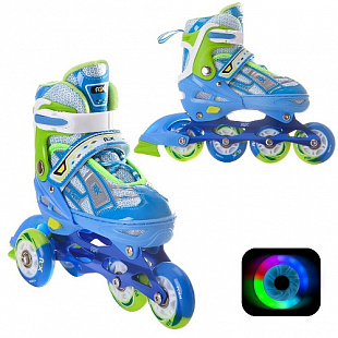 Раздвижные роликовые коньки RGX Yuppie Blue (светящиеся колеса)