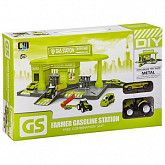 Набор заправочная станция, машина и трактор Г93577 green