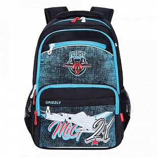 Рюкзак школьный GRIZZLY RB-154-2 /1 black/light blue