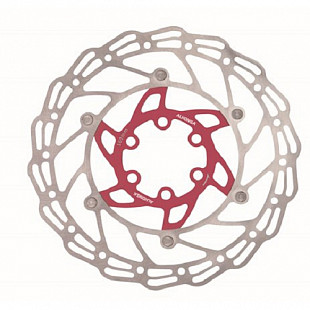 Тормозной диск Alhonga 180 мм silver/red с болтами, HJ-DXR1807-RD