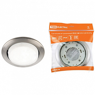 Светильник встраиваемый Tdm СВ 01-06 GX53 220 В 50 Гц satin/nickel SQ0359-0060