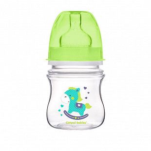 Антиколиковая бутылочка для кормления Canpol babies EasyStart TOYS с широким горлышком 120 мл., 0+ мес. (35/205) green