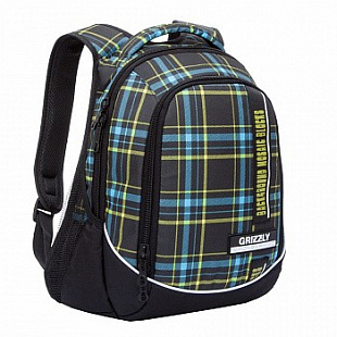 Рюкзак школьный GRIZZLY RU-925-2 /3 blue/green square