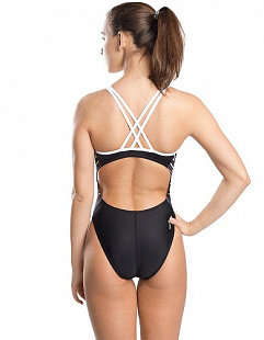 Купальник спортивный женский Mad Wave Leaf black/white