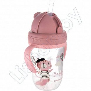 Поильник непроливающий Canpol babies Bonjur Paris с трубочкой и утяжелителем 270 мл 6+ (56/607_red)