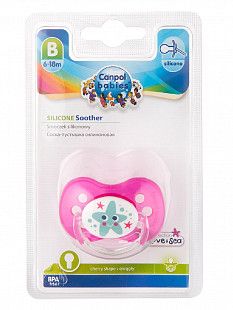 Пустышка силиконовая круглая 6-18 мес. Canpol babies Love&Sea (22/435) pink
