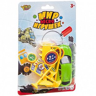 Набор YAKO машинка с дорожными знаками, серия Мир micro Игрушек В94375