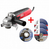 Одноручная углошлифмашина Wortex AG 1213 E + 4 круга Norton AG1213E00011A2