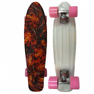 Penny board (пенни борд) Display Fireskull/pink