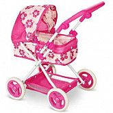 Коляска-люлька Shenzhen Toys для кукол Д79530 pink (с цветочками)