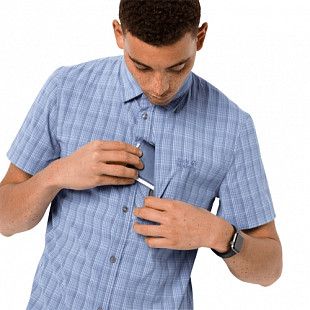 Рубашка мужская Jack Wolfskin Rays Stretch Vent Shirt Men shirt blue checks