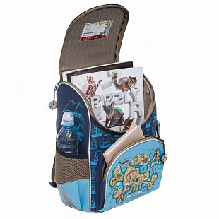 Рюкзак школьный GRIZZLY RA-872-1 с мешком 1/ blue/light blue
