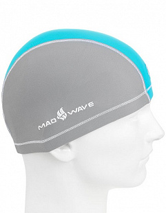 Шапочка для бассейна (плавания) взрослая Mad Wave Lycra Doutone серый/бирюзовый