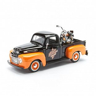 Масштабная модель автомобиля Maisto HD Форд F-1 Пикап (1948) с мотоциклом (32180) orange