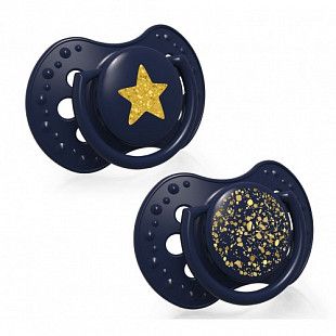 Пустышка силиконовая LOVI  Stardust симметричной формы, динамическая, 0-3 мес., 2 шт. (22/892_blue)