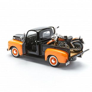 Масштабная модель автомобиля Maisto HD Форд F-1 Пикап (1948) с мотоциклом (32180) orange