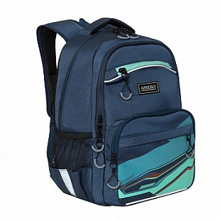 Рюкзак школьный GRIZZLY RB-054-2 /3 dark blue/green