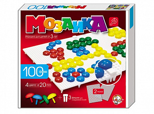 Пластмассовая мозаика Десятое Королевство для детей, 100 элементов, 2 поля 000979