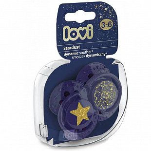 Пустышка силиконовая LOVI  Stardust симметричной формы, динамическая, 3-6 мес., 2шт. (22/893_violet)