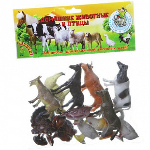 Набор животных Bondibon "Ребятам о Зверятах", домашние животные и птицы ВВ1635 (12 шт)