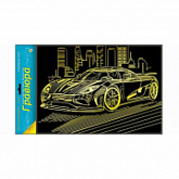 Гравюра Рыжий Кот Золото Спортивное авто Г-6137