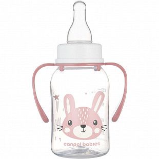 Бутылочка для кормления Canpol babies CUTE ANIMALS с ручками и узким горлышком 120 мл., 3 мес.+ (11/823) pink new