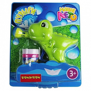 Пистолет с мыльными пузырями Bondibon Наше Лето Динозаврик ВВ4376 green