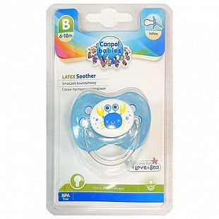 Пустышка круглая латексная Canpol babies Love&Sea 6-18 мес. (22/607) blue