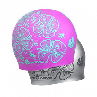 Шапочка для бассейна (плавания) взрослая Mad Wave Reverse Flora pink/gray