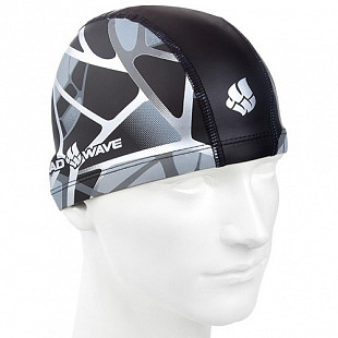 Шапочка для бассейна (плавания) взрослая Mad Wave Reflection PU Coated black