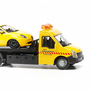 Масштабная модель автомобиля Bburago Street Fire Эвакуатор и Alfa Romeo MiTo 1:43 (18-31400) Black/Yellow