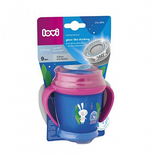 Поильник-непроливайка Lovi 360° Follow the Rabbit 250мл 12м+ 1/544new Blue/Bordo