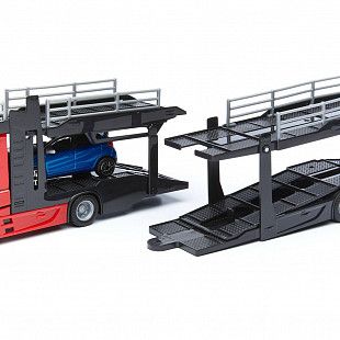 Автовоз Bburago Mercedes Benz Actros + машинка Bburago Ford Renault Captur (18-31456/18-31457) red