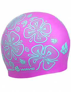 Шапочка для бассейна (плавания) взрослая Mad Wave Reverse Flora pink/gray