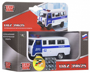 Игрушка Tehnopark Машина Технопарк УАЗ 39625 полиция ДПС металлическая X600-H09021-R