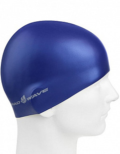 Шапочка для бассейна (плавания) взрослая Mad Wave Metal Silicone Solid blue