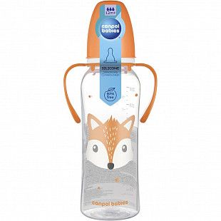 Бутылочка для кормления Canpol babies CUTE ANIMALS с ручками и узким горлышком 250 мл., 12 мес.+ (11/845) orange new
