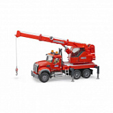 Игрушка Bruder Автокран MACK с модулем со световыми и звуковыми эффектами, красный 02-826