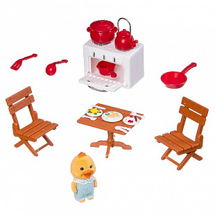 Игровой набор Happy Family 012-04B с фигуркой зверюшки, кухня