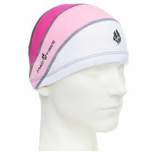 Шапочка для бассейна (плавания) детская Mad Wave Lycra Long Hairs junior gray/pink/white