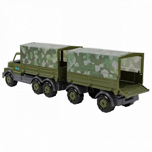 Автомобиль Полесье Сталкер бортовой тентовый военный с прицепом (KZ) 70227