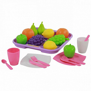 Игровой набор продуктов Полесье с посудкой и подносом 46970