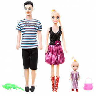 Набор игровой Shenzhen Toys Семья, 3 куклы (папа, мама, дочь) DD-011